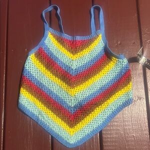 Almost Famous Multicolor Chevron Crop Top